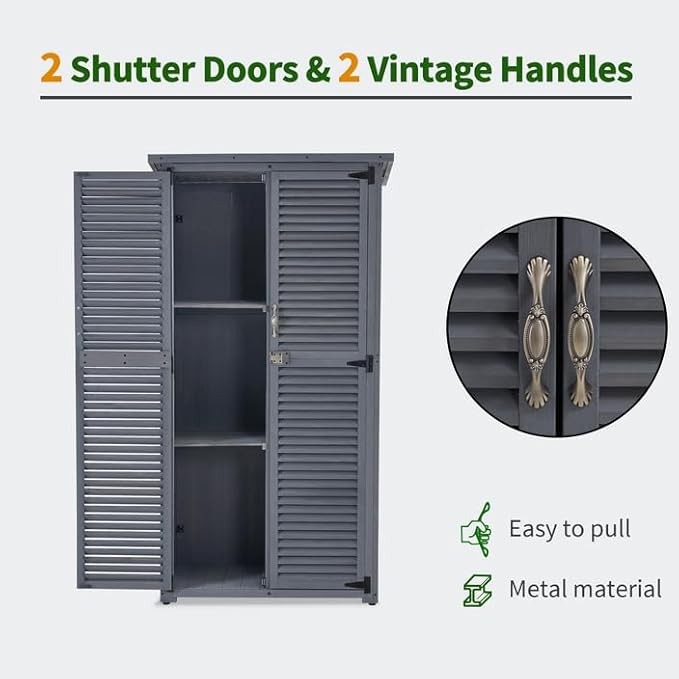 MCombo Outdoor Storage Cabinet, Wooden Storage Shed