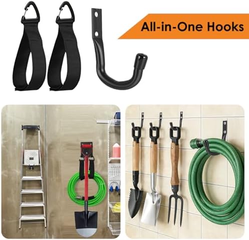 14" Garage Hooks Heavy Duty 4-Pack - Garage Storage System Hooks, Ladder...