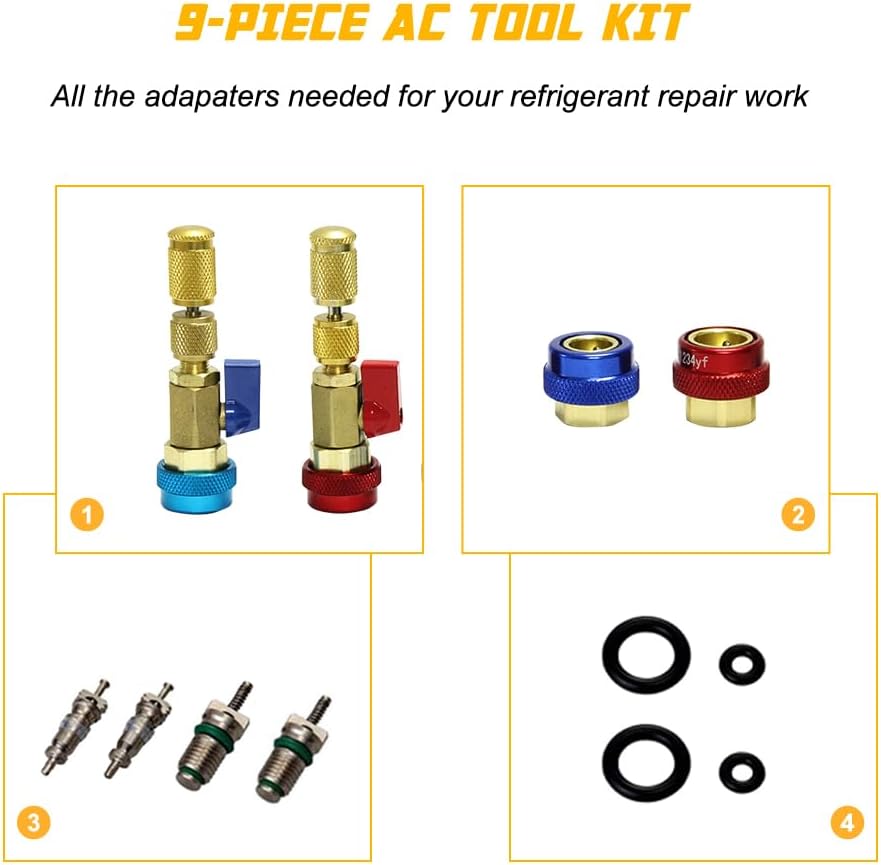 R134A R1234YF Air Condithoning Valve Core Remover Tool, High Low Pressure Val...