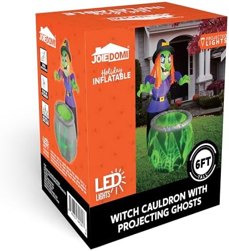 Joiedomi 6 Ft Halloween Inflatable Witch and Cauldron Decoration with Project...