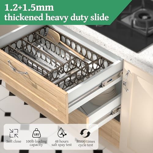 Soft Close Full Extension Ball Bearing Drawer Slides with Rear Bracket 12/14/...
