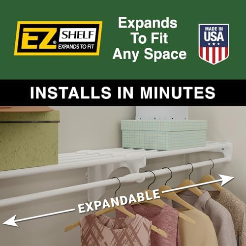 EZ Shelf - Expandable Closet Shelf with Hanging Rod - 41.5" to 74" ...