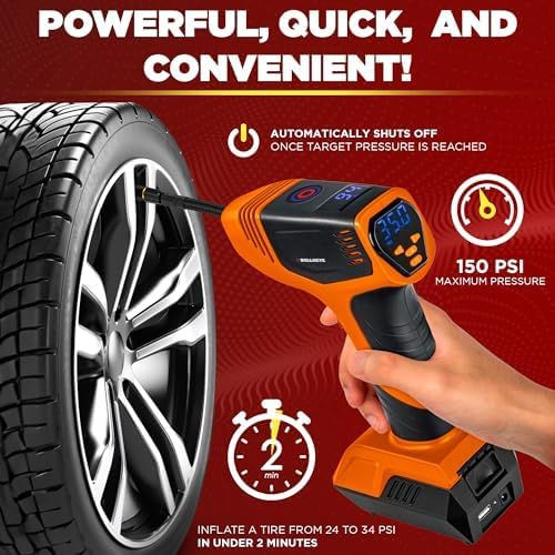 Bullseye Pro Cordless Tire Inflator Portable Air Compressor 150 PSI
