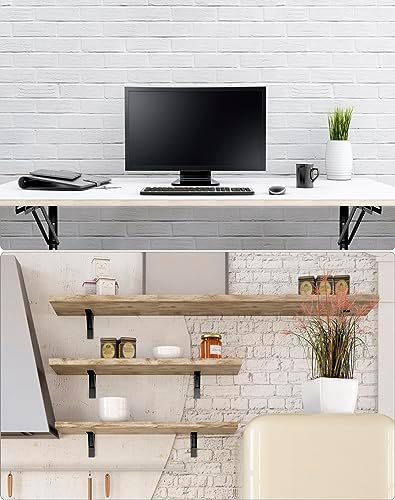 QWORK 24" Heavy Duty Folding Shelf Brackets for Wall Mounted Folding Tab...