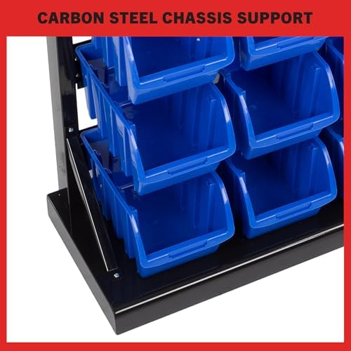 47-Bin Garage Organization Rack (15 Large, 32 Small) - Tabletop or Wall Mount...
