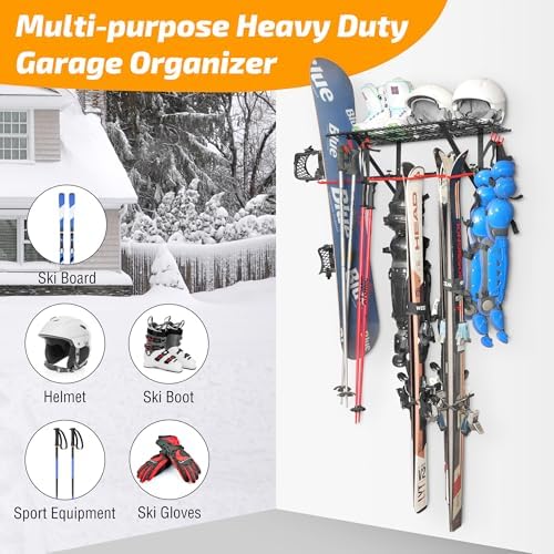 PLKOW Wall-Mounted Ski and Snowboard Storage Rack, 2-Pack