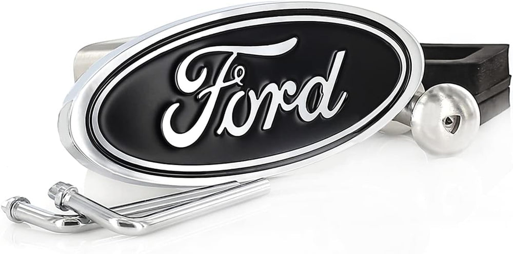 Ford Oval Hitch Cover Plug for Trailer Towing Black Solid Brass Stainless Ste...