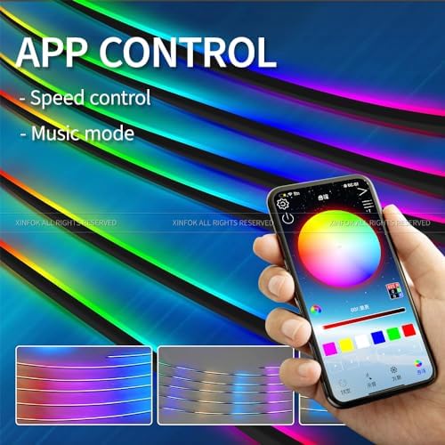 Ambient Lighting Car Led Lights Interior with APP, USB Powered Acrylic Neon F...
