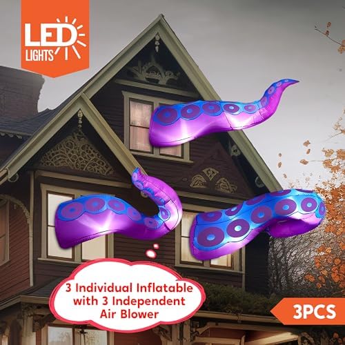 Joiedomi 3 Pcs Halloween Inflatables Octopus Tentacle Outdoor Window Decorati...