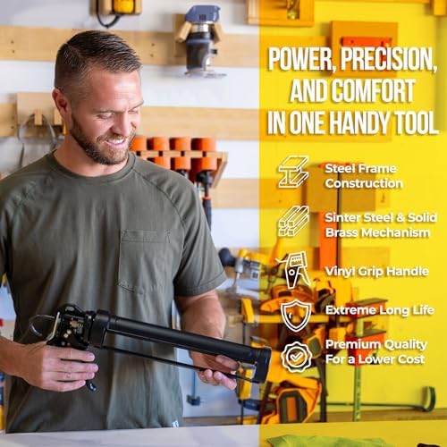 AWF PRO Heavy Duty Caulk Gun 10 oz, 18:1 Thrust Ratio, Pack of 6