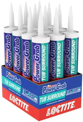 Loctite Power Grab Tub Surround Construction Adhesive, 9 fl oz, Cartridge (12...
