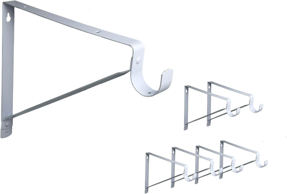 QCAA Heavy Duty Shelf Rod Bracket, 12.6" x 10.5", Powder Coated Whi...