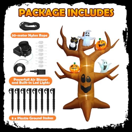 9ft Halloween Inflatable Ghost Tree Halloween Airblown Inflatable Outdoor Dec...