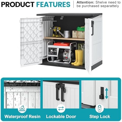 Outdoor Horizontal Storage Cabinet Box 36 Cu Ft with Lockable Doors, Outdoor ...