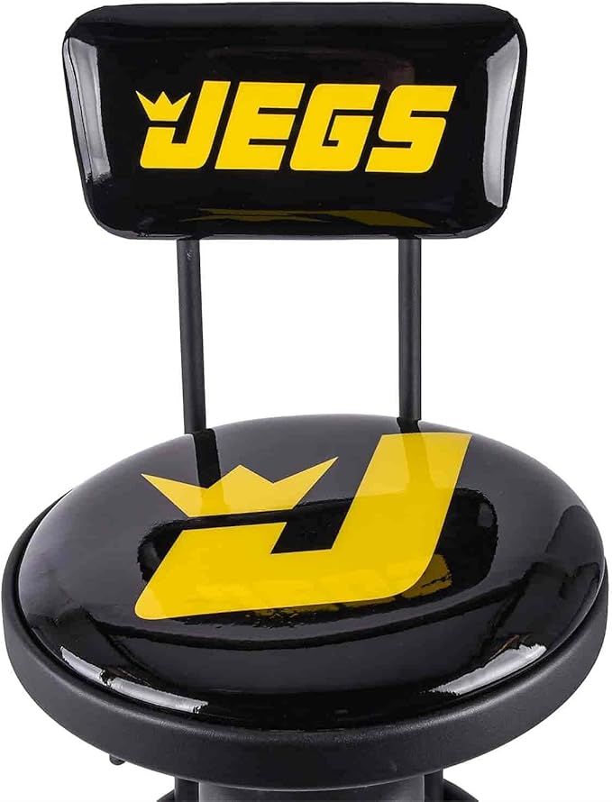 JEGS Hydraulic Shop Stool with Backrest