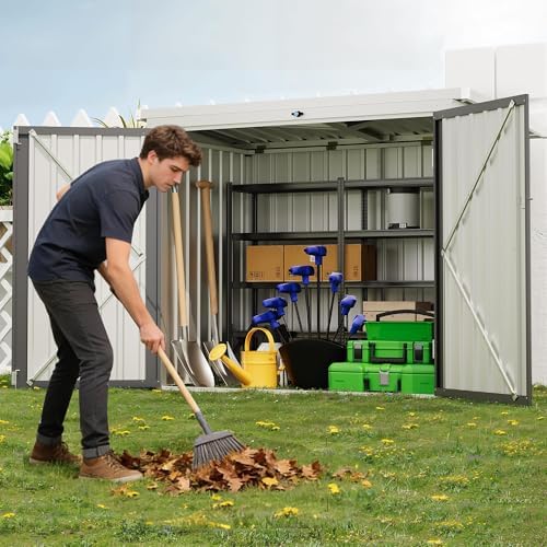 Garvee Outdoor Trash Storage Shed– 5.8x3.3 FT, Lock Latch, Sloped Roof