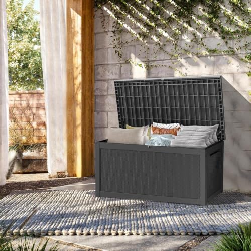 TARKARI 370 Gallon Outdoor Storage Box Waterproof, Resin Deck Boxes with Lock...