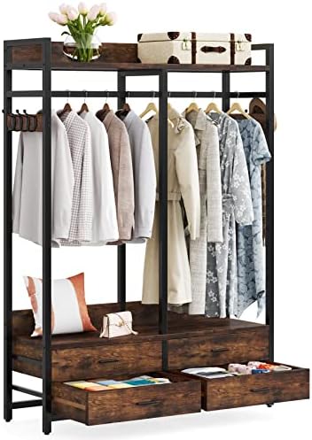 Tribesigns Freestanding Closet Organizer, Garment Rack with 4 Drawers