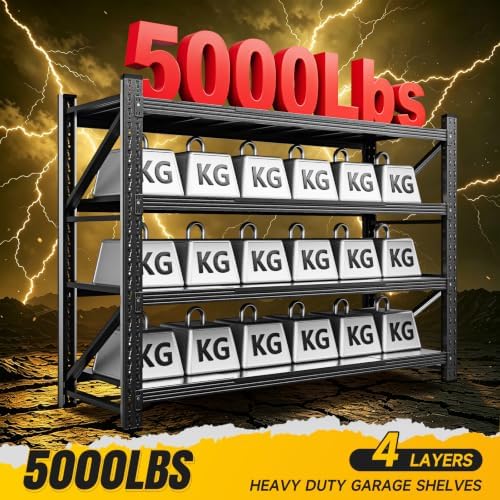 MIIIKO 60" W Storage Shelves,5000LBS Metal Garage Storage Shelving,Heavy...