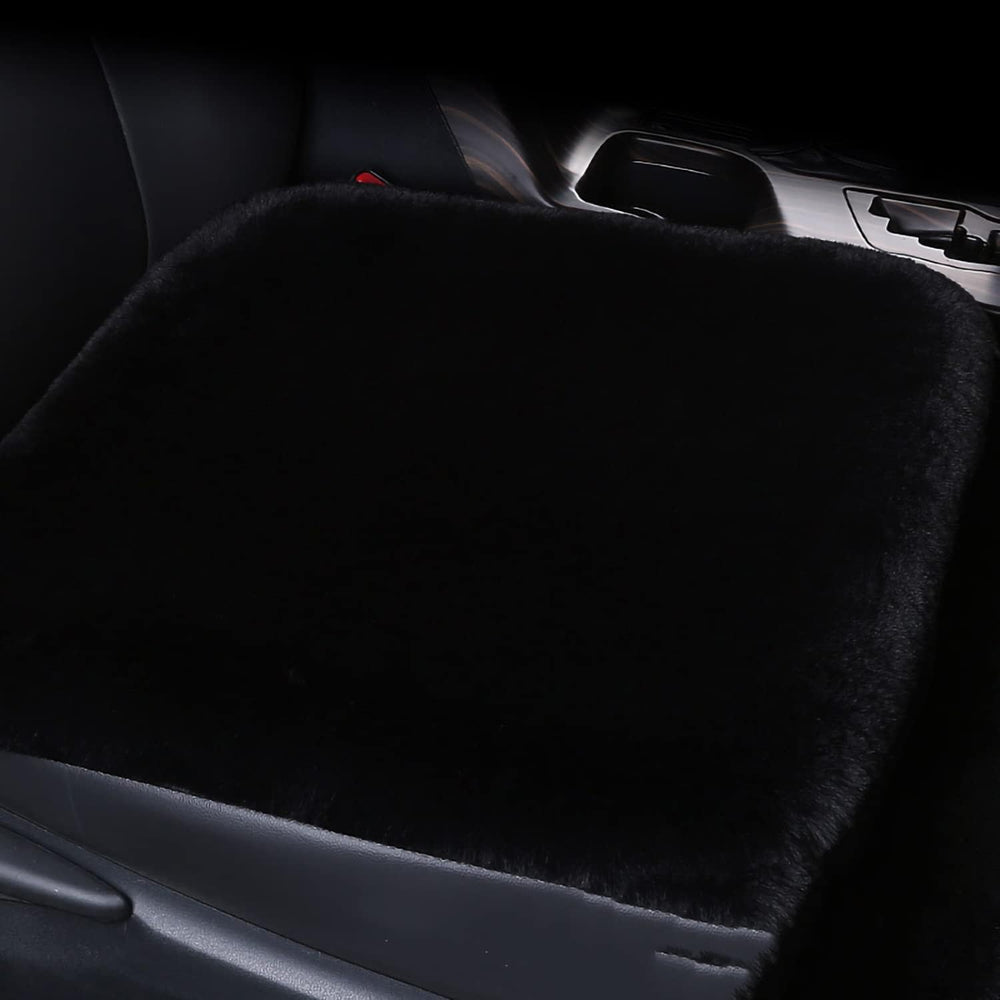 3Pcs Car Seat Covers Fluffy Wool Car Interior Front & Back Seat Cover,Black