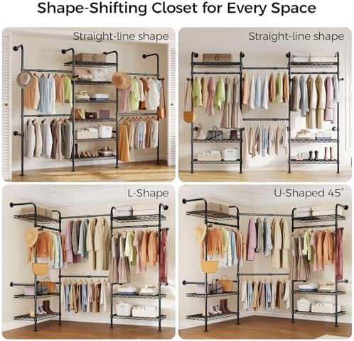 Closet Organizers and Storage, 3-Row Heavy Duty Garment Rack Clothes Rack for...