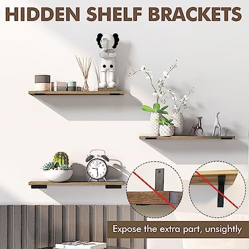 6 Pack Heavy Duty Metal Shelf Brackets 10 inch Long,Black