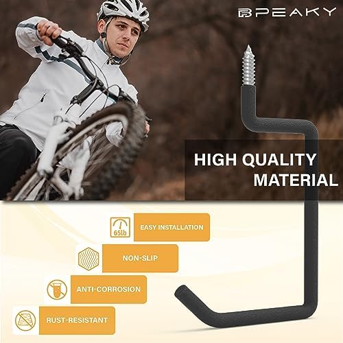 Screw in Ladder Hook, Black Heavy Duty Tool Holders 4PC, Bike Hooks, Wall Mou...