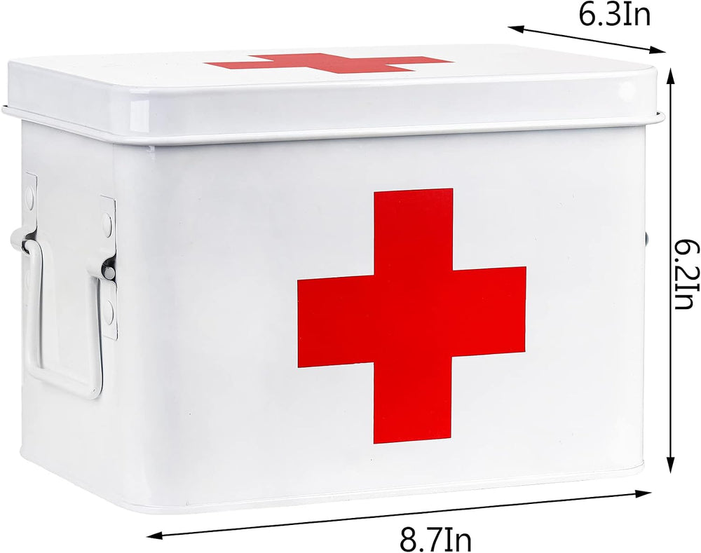 WUWEOT Metal First aid Box, Divided Medicine Tin First Aid Kit, Vintage Antiq...