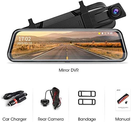 10’’ Mirror Dash Cam Front and Rear View Mirror Camera Night Vision for Car
