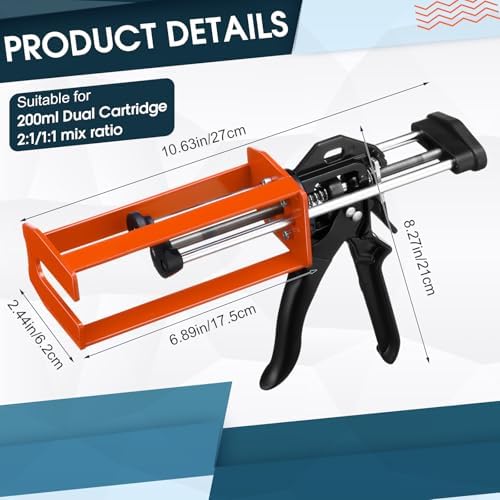 Relaxweex 1 Pcs Epoxy Gun Dual Component Caulking Gun, 200 ml / 6.75 Fl oz, M...