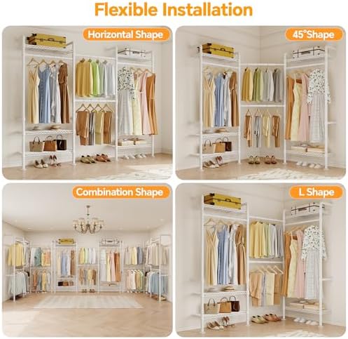 Higeego W3 Wall Mounted Clothes Rack, Industrial Pipe Clothing Rack, White