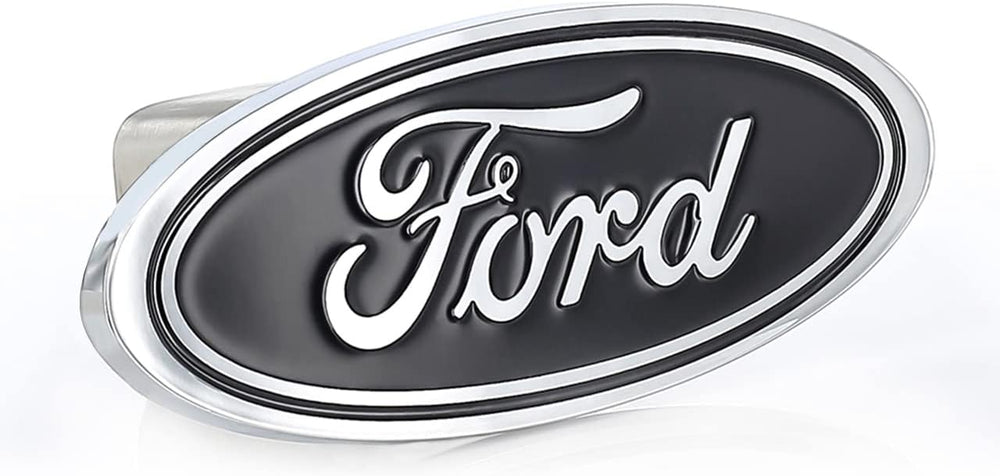 Ford Oval Hitch Cover Plug for Trailer Towing Black Solid Brass Stainless Ste...