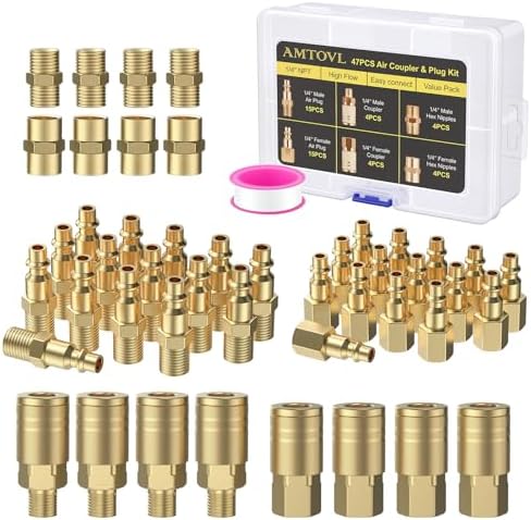 AMTOVL Air Coupler & Plug Kit 47PCS – 1/4" NPT Air Hose Fittings Set