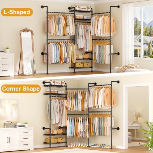 ULIFHOME M7 Wall-Mounted Clothes Rack, Heavy-Duty Garment Closet System