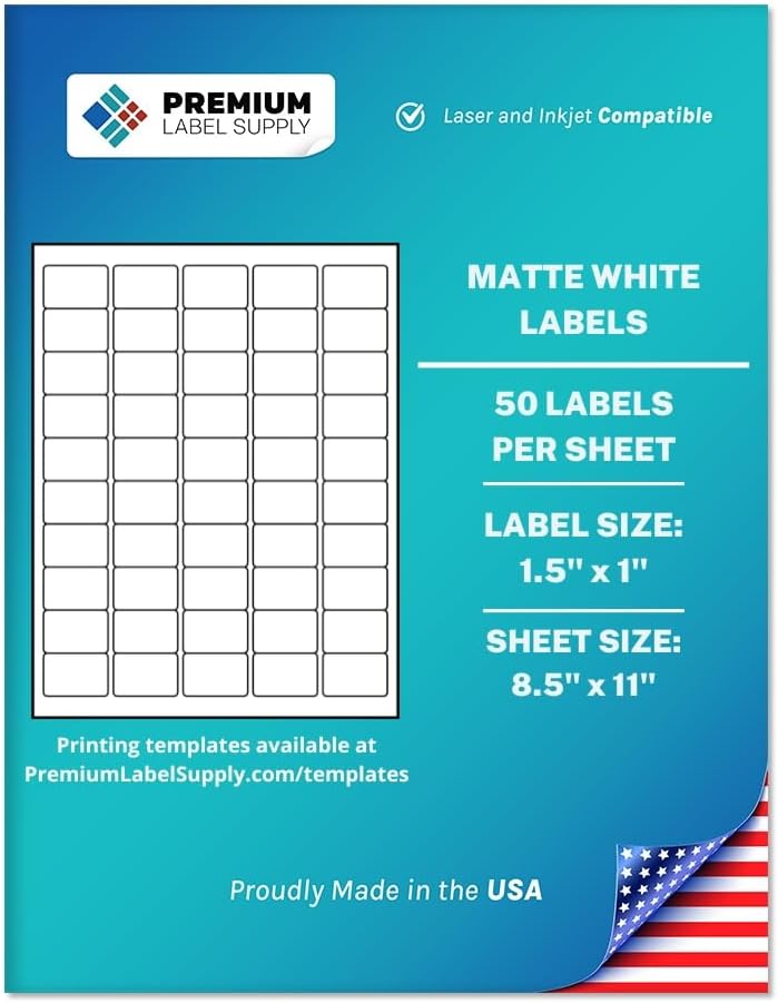 Premium Label Supply White Sticker Barcode Labels – 1.5" x 1" – Las...