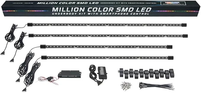 LEDGlow 4pc Bluetooth Million Color LED Underbody Underglow Accent Neon