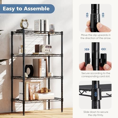 DUMOS 4-Tier Metal Storage Shelves, Shelving Unit, Storage Rack, 23.3" W