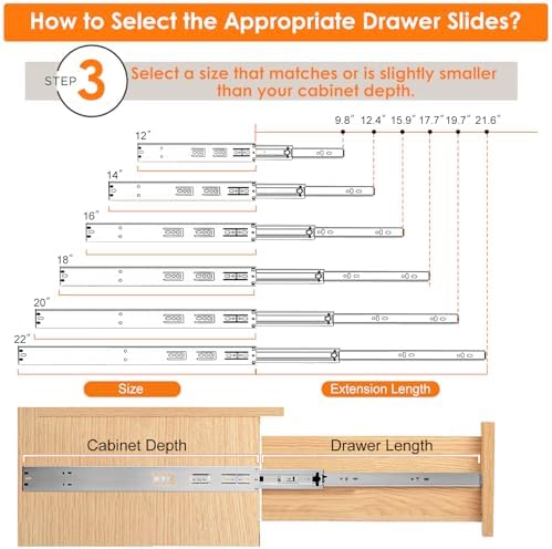 HBL'10 Pairs Soft Close Drawer Slides 22 inch,Full Extension,200Lbs Load