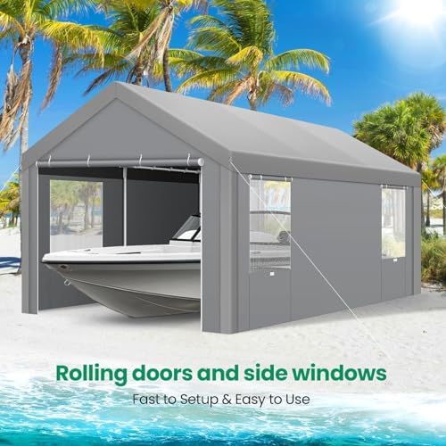 Tooluck 10x20 FT Heavy Duty Carport with Galvanized Frame，Gray