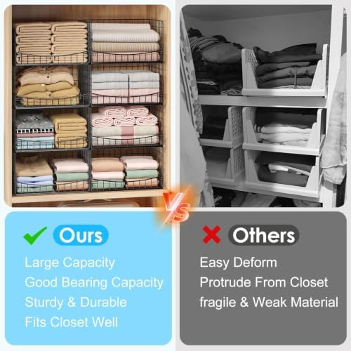 Hongtamoya 4-Tier Closet Organizers and Storage Basket, Wider Foldable Closet...