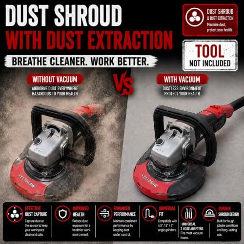 Dust Shroud for Angle Grinder with Diamond Grinding Cup Wheel, 4.5–5 Inch &am...