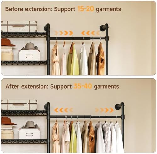 ONBRILL H3 Expandable Wall Mounted Closet System, Heavy Duty Clothing Rack