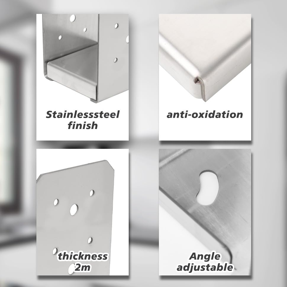 4x4 Post Base, 4Pcs Stainless Steel Adjustable Post Anchors Bracket