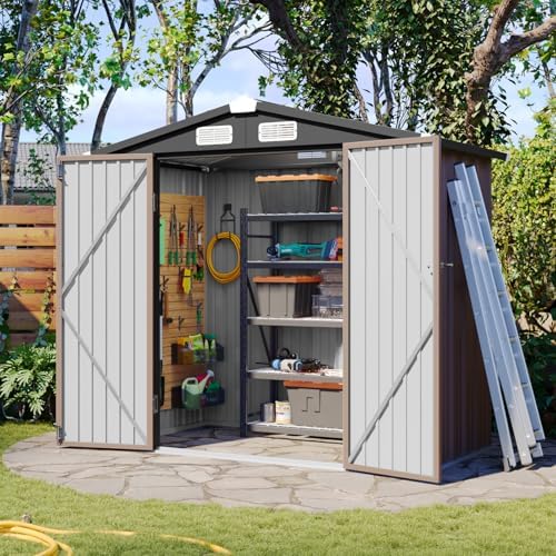 Aoxun 6x4 FT Outdoor Storage Shed, Brown