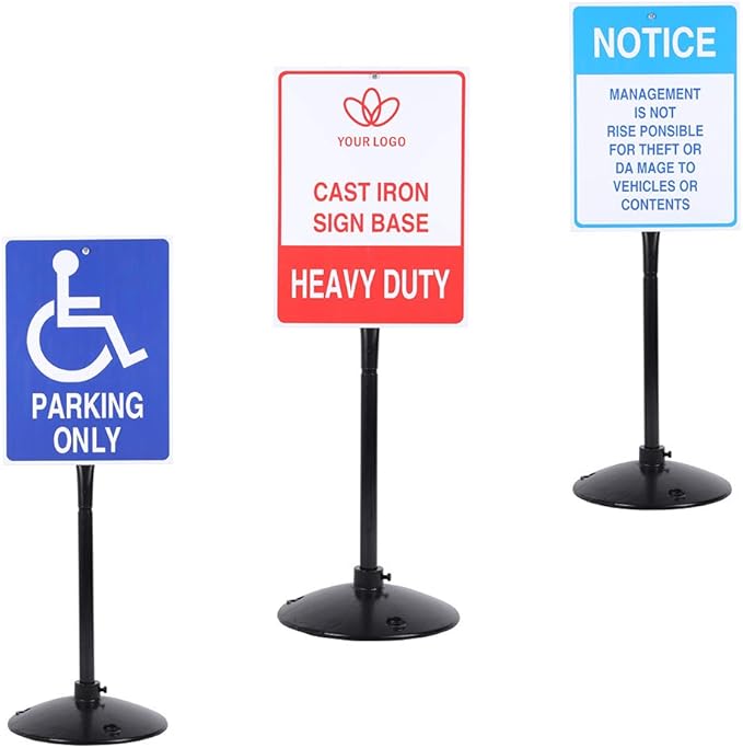 Heavy Duty Cast Iron Sign Post and Base Kit