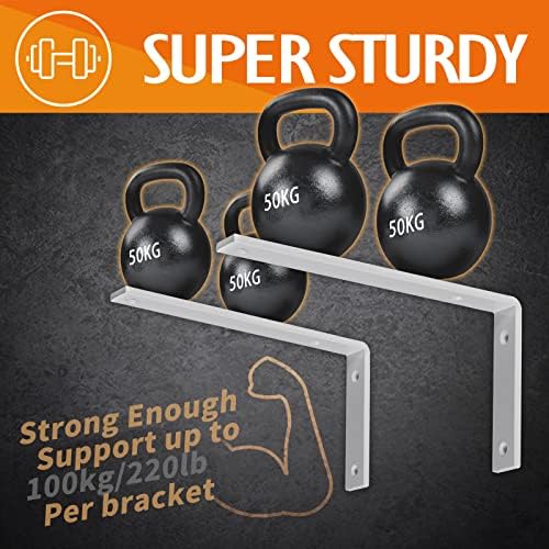 CLT White Shelf Bracket, 12” X 5” Quarter Inch (1/4") Thick- Max Load: 4...