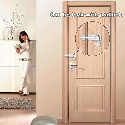 Barrel Bolt Door Latch With Padlock Hole, Thickened 304 Stainless Steel Slide...