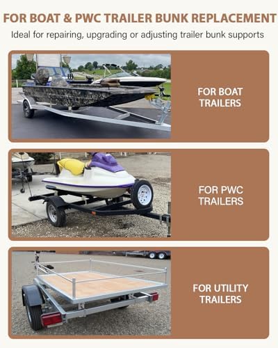 Boat Trailer Bunk Brackets 4 Pack Galvanized Bunks Bracket Kit with U-Bolts, ...