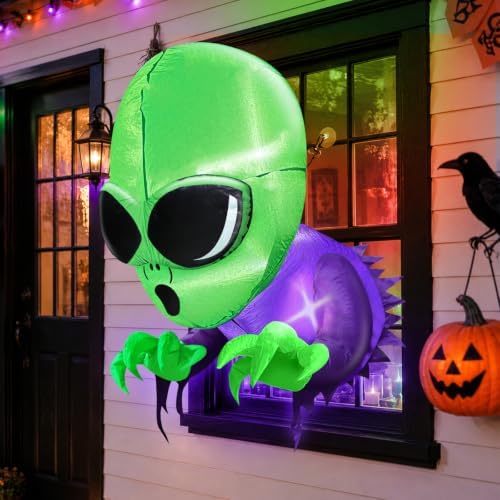 Halloween Inflatables Outdoor Decorations Alien Broke Out from Window