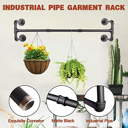 Wall Mounted Clothes Rack - 54" Industrial Pipe Clothing Garment Rack, S...